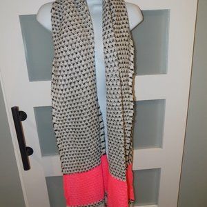 Aeropostale Scarf Wrap Shawl Long Acrylic Hot Pink Black White 86” X 17 3/4” NEW